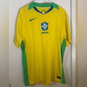 Nike Yellow and Green Brazil Soccer Jersey